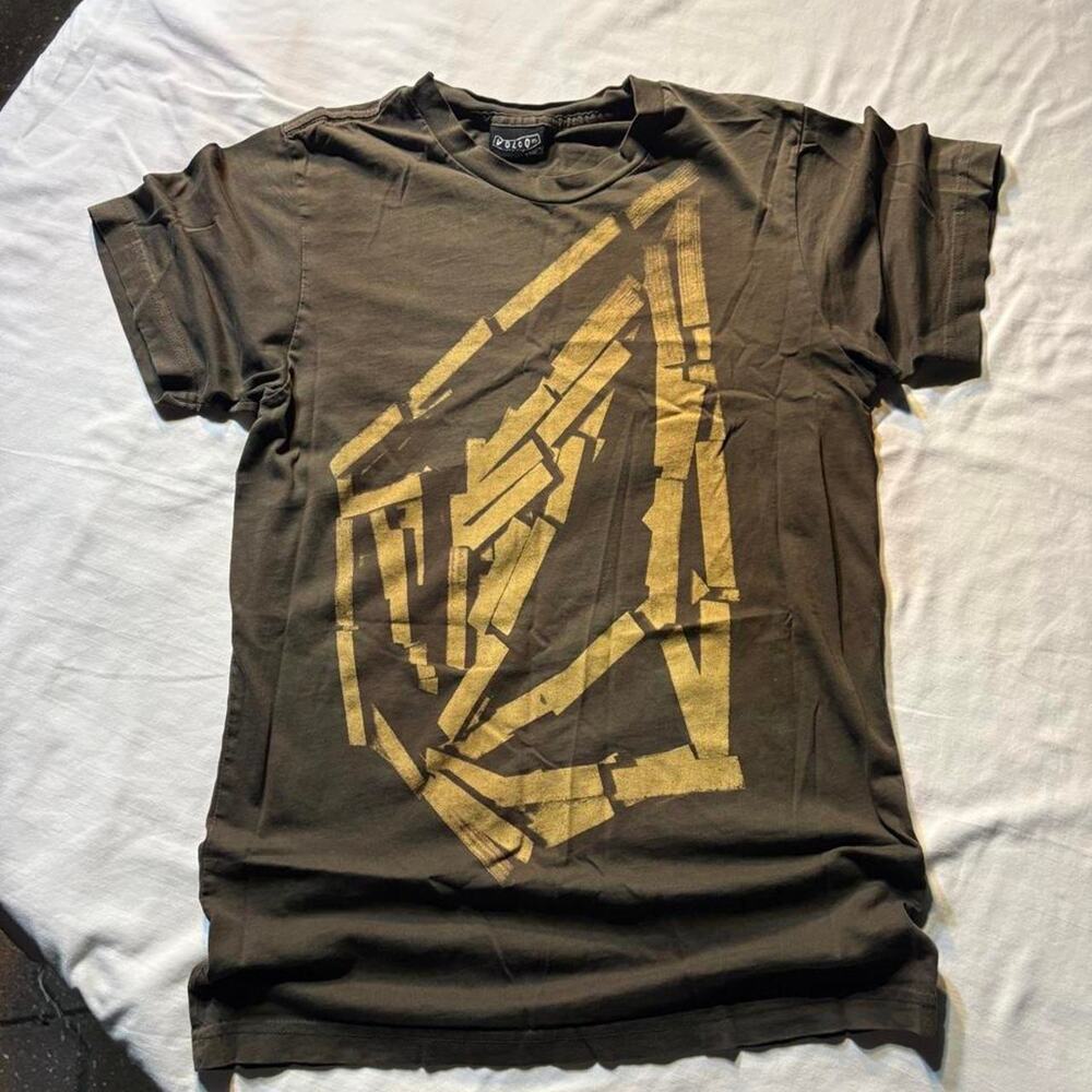 Vintage 90s Rare Volcom brown & khaki tee